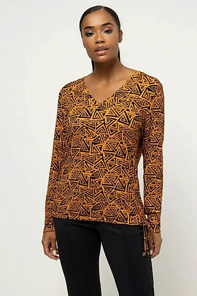 Gina Laura Longshirt T-Shirt grafischer Print V-Ausschnitt Langarm günstig online kaufen