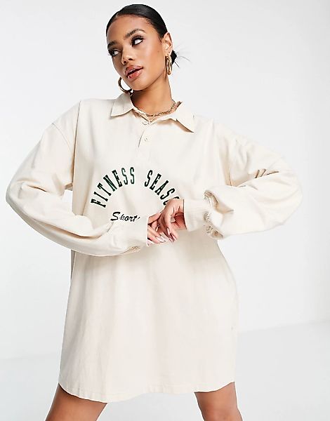 Public Desire – Fitness Season – Kleid aus Sweatshirt-Stoff in Creme mit Po günstig online kaufen