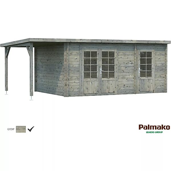 Palmako Ella Holz-Gartenhaus Grau Pultdach Tauchgrundiert 610 cm x 300 cm günstig online kaufen
