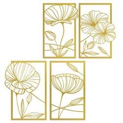 NUODWELL Wanddekoobjekt 4 Stück Metall Lotusblume günstig online kaufen