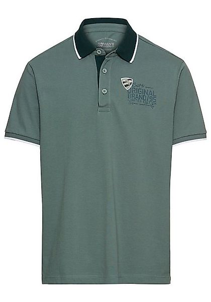 Man's World Poloshirt mit Brustprint, meliertes Material günstig online kaufen