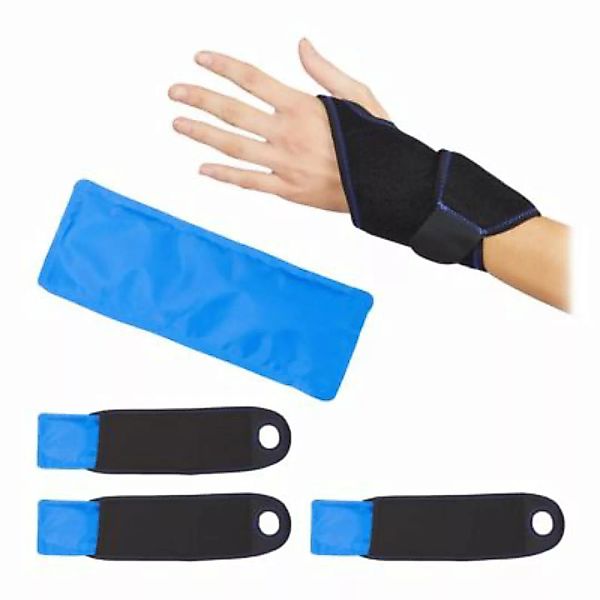 relaxdays 4 x Kühlpad Handgelenk Bandage blau günstig online kaufen