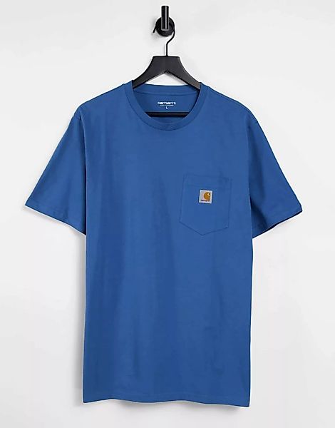 Carhartt WIP – Blaues T-Shirt mit Tasche günstig online kaufen