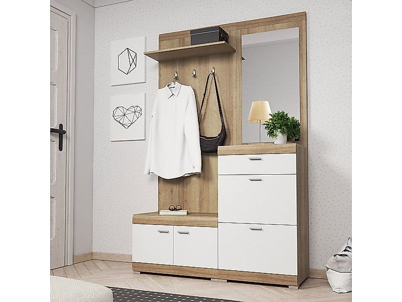 MIRJAN24 Garderoben-Set Stella, Wandgarderobe, Flurgarderobe, Spiegel, 3 Kl günstig online kaufen