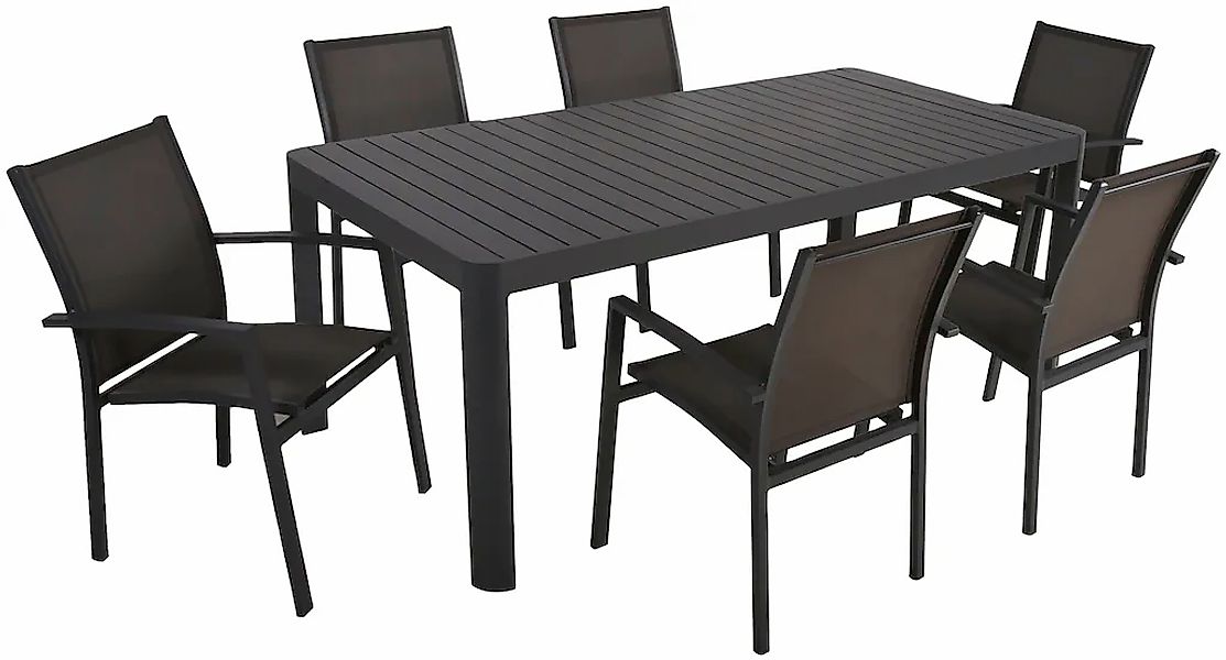 Garden Pleasure Garten-Essgruppe "AMIRA" 7 Stk. tlg. mit ausziehbarem Tisch günstig online kaufen