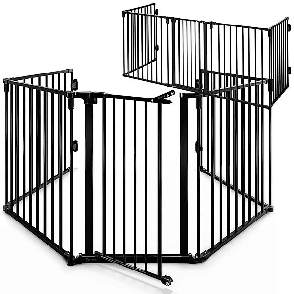 Kaminschutzgitter 2er-Set Schwarz Stahl 306x76,5cm günstig online kaufen