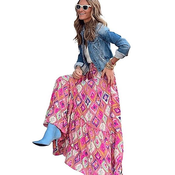 AUKUU Maxirock Sommerliches Kleid mit bohemian Stil und schwingendem Rock, günstig online kaufen