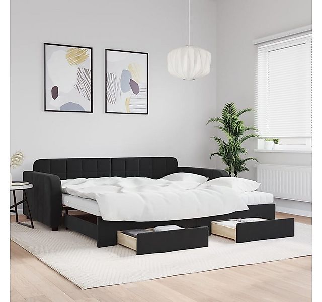 vidaXL Bett, Tagesbett Ausziehbar mit Schubladen Schwarz 100x200 cm Samt günstig online kaufen