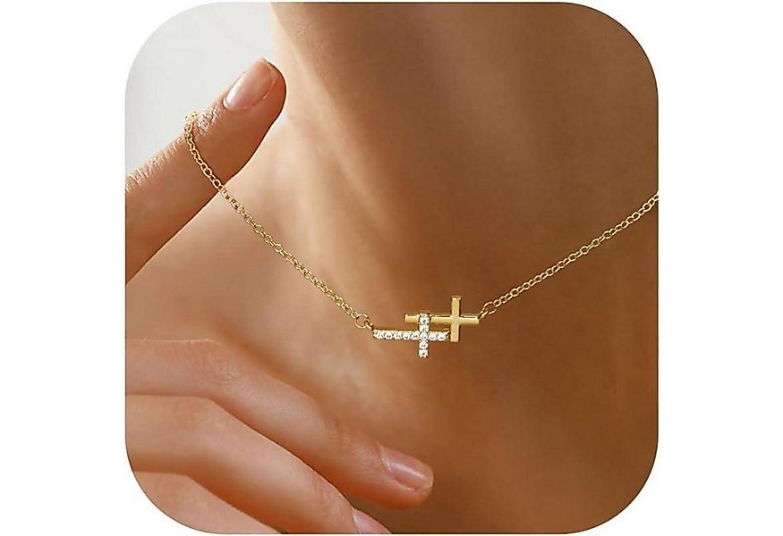LuxusKollektion Kette und Anhänger Set Kreuz Kette Damen Gold Silber Halske günstig online kaufen