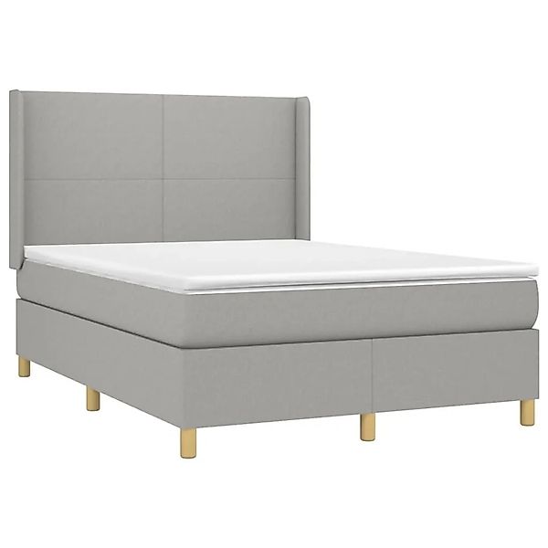 vidaXL Boxspringbett mit Matratze & LED Hellgrau 140x190 cm Stoff 3138709 günstig online kaufen