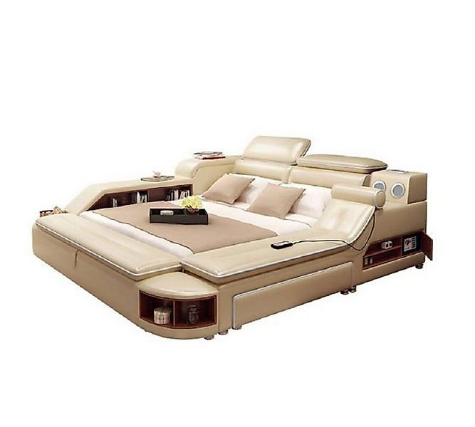 JVmoebel Bett Leder Bett Polster Doppel Multifunktion 180x200 Leder (1-tlg) günstig online kaufen