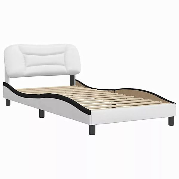 vidaXL Bett Bettgestell mit Kopfteil Weiß und Schwarz 100x200 cm Kunstleder günstig online kaufen