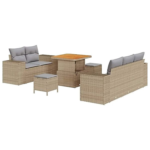 vidaXL Gartensofa-set mit Kissen 8-Tlg Beige und Hellgrau Poly-Rattan 33638 günstig online kaufen