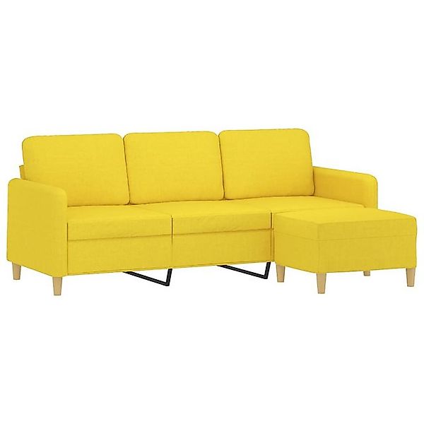 vidaXL Sofa 3-Sitzer-Sofa mit Hocker Hellgelb 180 cm Stoff günstig online kaufen