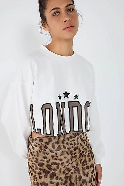 No Matter What Sweatshirt Weißes Stern Detail London Print Crop Sweatshirt günstig online kaufen