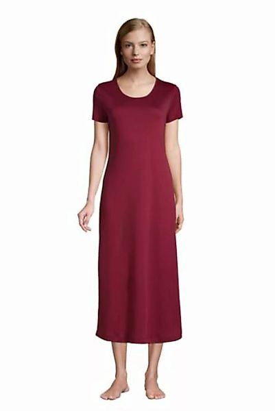 Wadenlanges Supima Kurzarm-Nachthemd, Damen, Größe: S Normal, Rot, Jersey, günstig online kaufen