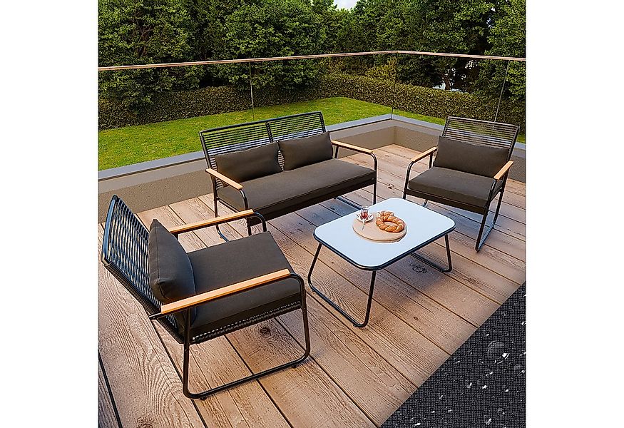 GARMIO Gartenlounge-Set Sitzgruppe Gartenlounge Set, (inkl. Kissen, 4-teili günstig online kaufen