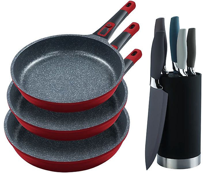 KING Pfannen-Set »»Moonscape 3er«, inkl. Messer-Set«, Aluminiumguss, (Set, günstig online kaufen