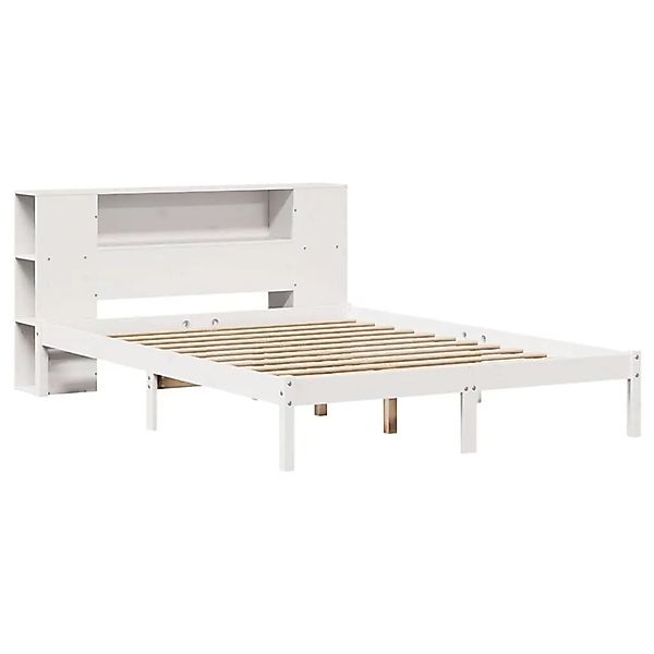 vidaXL Massivholzbett mit Regal ohne Matratze Weiß 135x190 cm Kiefer 332153 günstig online kaufen