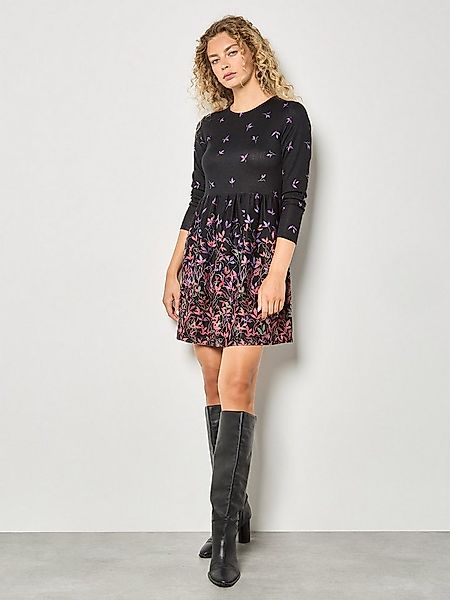 Apricot Minikleid Feines Strickkleid mit Blumenmuster günstig online kaufen