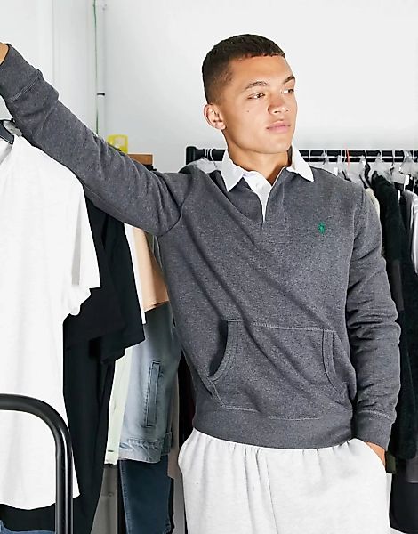 Polo Ralph Lauren – Rugby-Sweatshirt in dunklem Kalkgrau mit Markenlogo günstig online kaufen