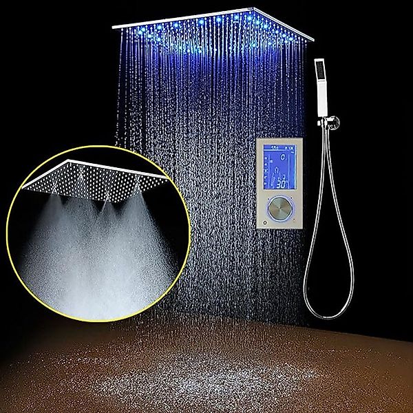 Oihpaw Duschsystem Duscharmatur Chrom Unterputz Thermostat 495×495mm Kopfbr günstig online kaufen