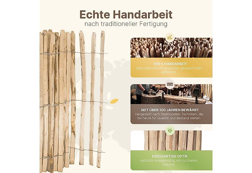 STILTREU Staketenzaun Englischer Staketenzaun aus Kastanie 5 m, Höhe 50 cm, günstig online kaufen