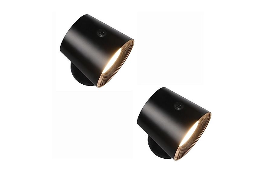 ZMH LED Wandleuchte Wohnzimmer Schwarz Akku 360° Drehbar Touch Control 3 He günstig online kaufen