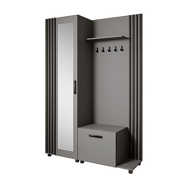Beautysofa Garderobenschrank mit Aufhängern und Spiegel LIVIA (Geräumiger S günstig online kaufen
