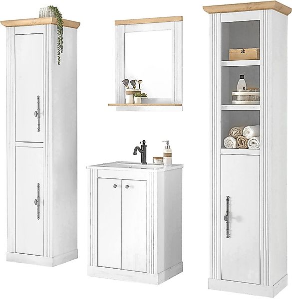 Home affaire Badmöbel-Set "WESTMINSTER, Bad im Landhausstil, 4-teiliges Bad günstig online kaufen