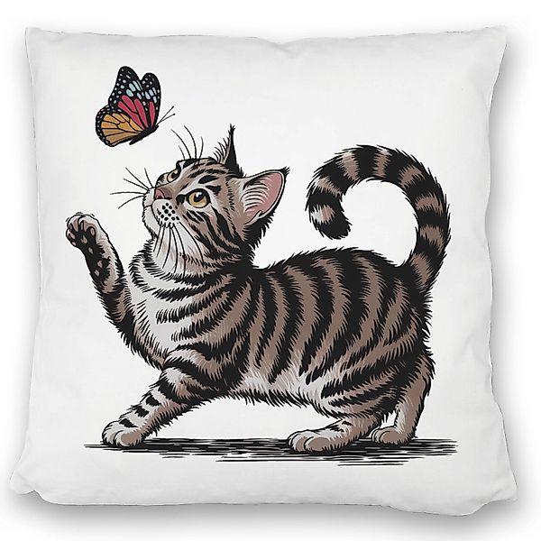 speecheese Dekokissen Katze mit Schmetterling Kissen günstig online kaufen