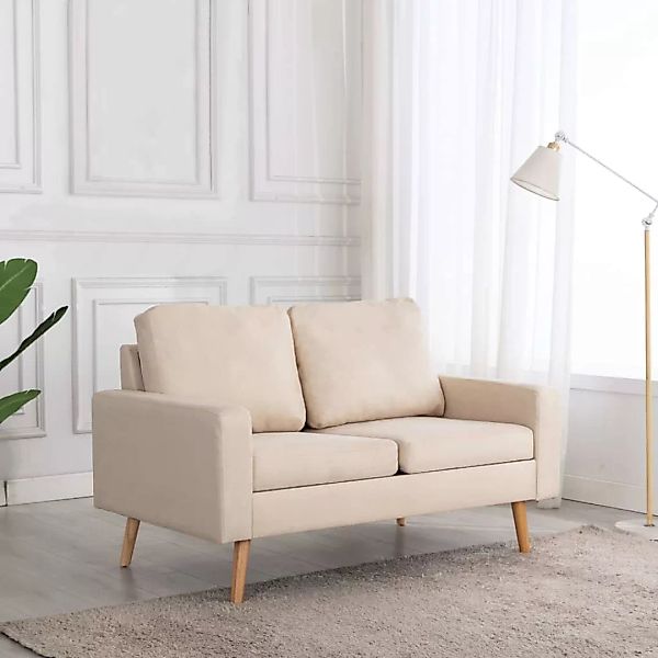 vidaXL Sofa 2-Sitzer-Sofa Creme Stoff Couch günstig online kaufen