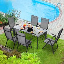 TLGREEN Gartenstuhl Hochlehner 6er Set, Aluminium günstig online kaufen