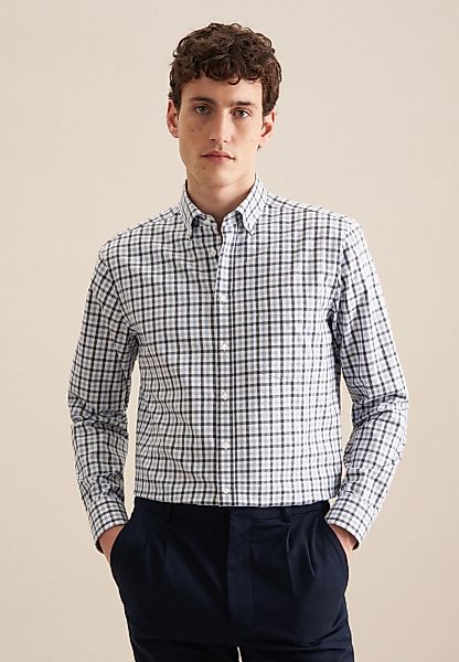 seidensticker Flanellhemd "Regular" Regular 1/1 Button-Down-Kragen Karo günstig online kaufen