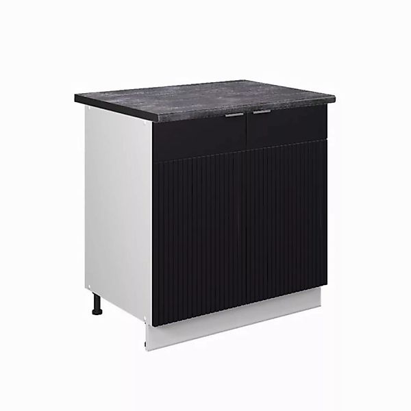 Vicco Spülenunterschrank Fame-Line, Schwarz gestreift/Weiß, 80 cm mit Regal günstig online kaufen