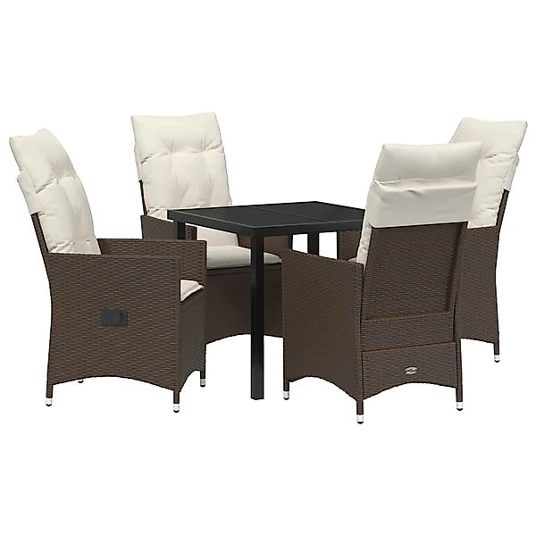 vidaXL Garten Essgruppe mit Kissen 5-Tlg Braun Poly Rattan 3379542 günstig online kaufen