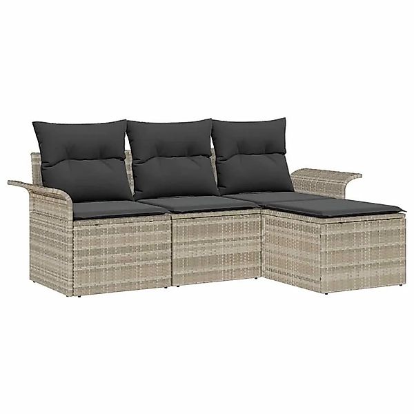 vidaXL Sofa Set mit Kissen 4-Tlg Grau Poly-Rattan 3345312 günstig online kaufen