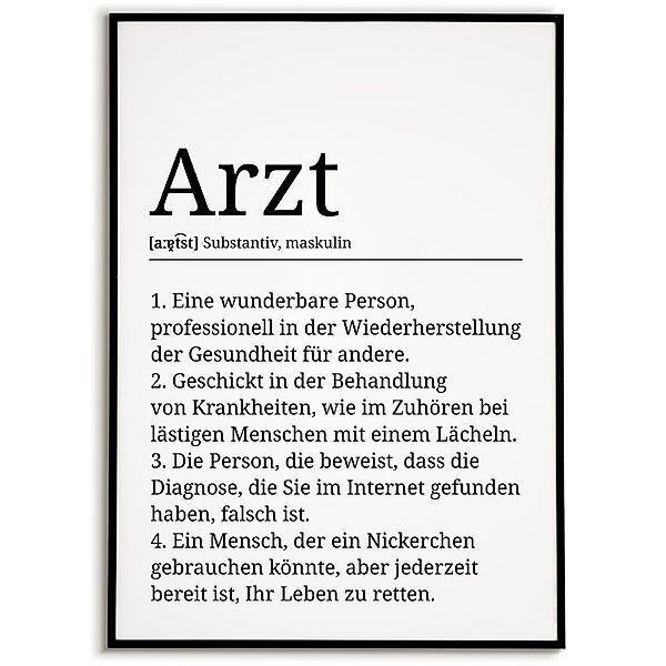 Tigerlino Poster Arzt Definition Wandbild Mediziner günstig online kaufen