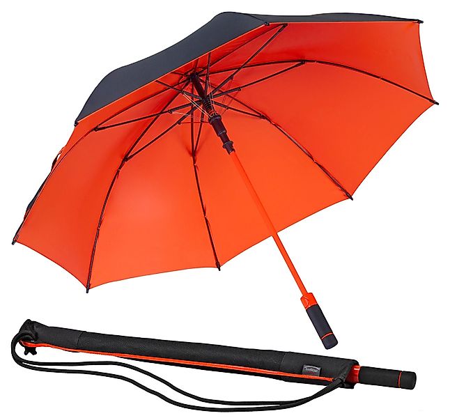 EuroSCHIRM Stockregenschirm "birdiepal seasons, schwarz/orange" schwarz / o günstig online kaufen