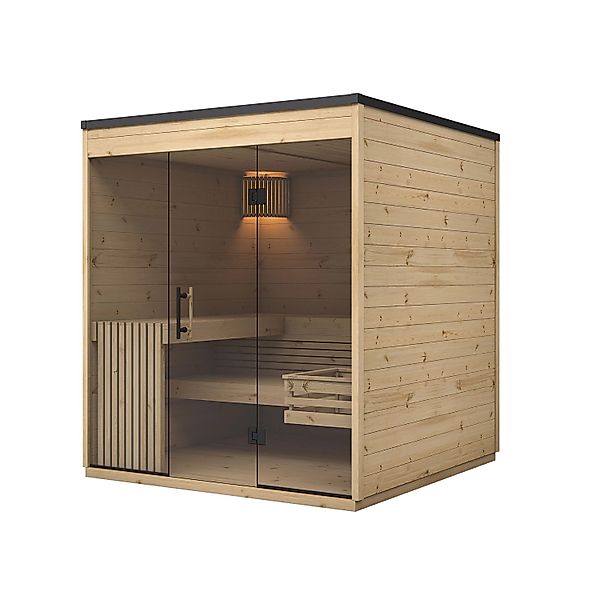 Fjordholz Design Saunahaus Modell Relax Beschläge Schwarz günstig online kaufen