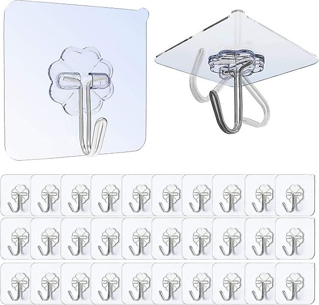 FELIXLEO Gardinenhaken Haken Selbstklebend, 30 Stück Klebehaken Transparent günstig online kaufen