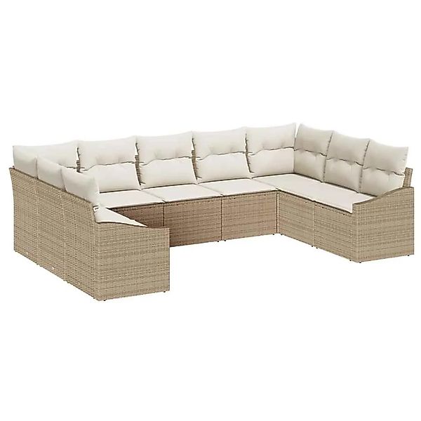 vidaXL Gartensofa-set mit Kissen 9-Tlg Beige und Creme Poly-Rattan 3355550 günstig online kaufen