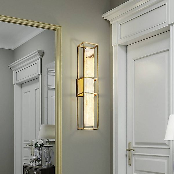 LED-Außenwandlampe BLAKLEY, gold/alabaster, Höhe 61 cm, IP44 günstig online kaufen