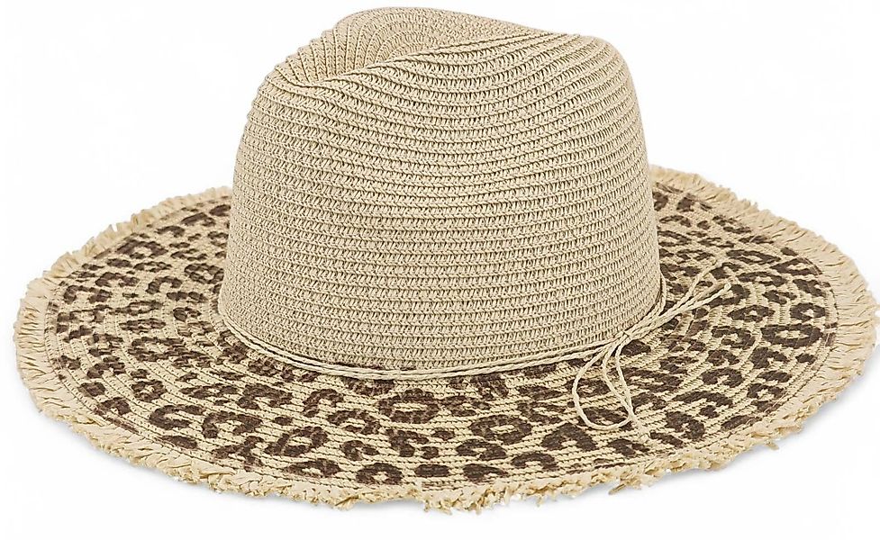 styleBREAKER Sonnenhut Panama Strohhut mit Leoparden günstig online kaufen