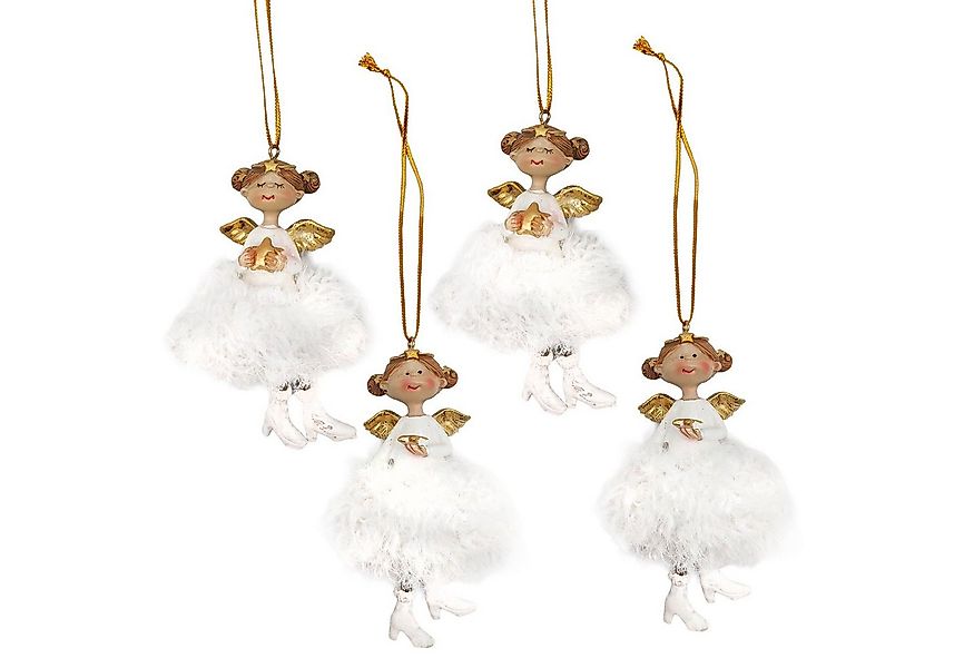 Logbuch-Verlag Dekofigur 4er-Set Engel Anhänger weiß-gold flauschig ca. 11 günstig online kaufen