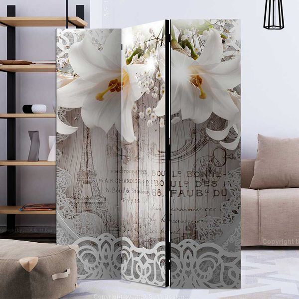 Paravent Umkleide im Vintage Look Lilien Motiv günstig online kaufen