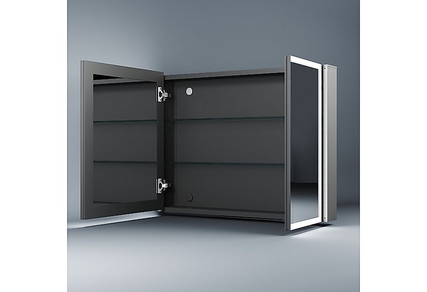 WDWRITTI Spiegelschrank Alu Badezimmerspiegelschrank mit beleuchtung 2-türi günstig online kaufen