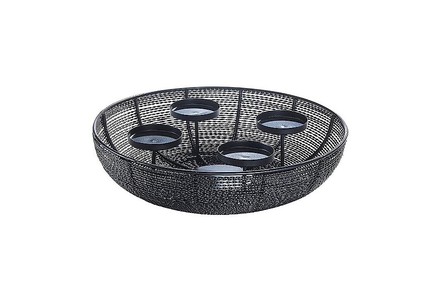 Kobolo Kerzenhalter Dekoschale Adventskranz rund aus Metall schwarz (für 4 günstig online kaufen