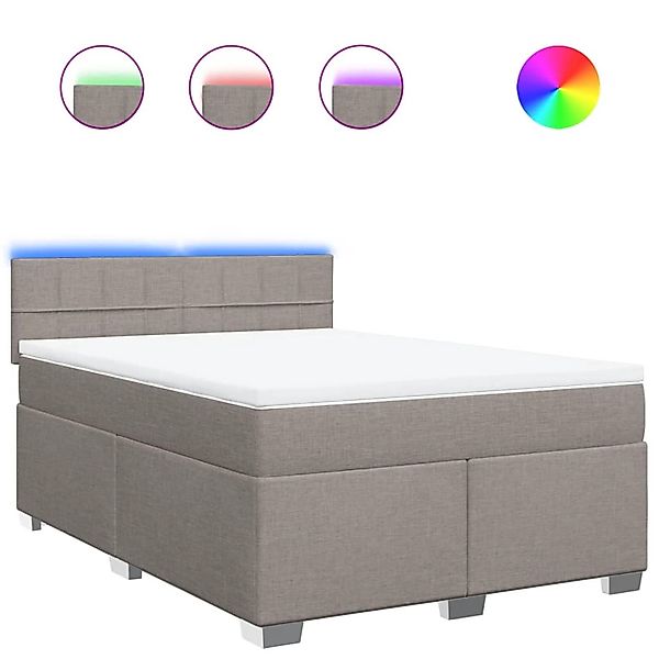 vidaXL Boxspringbett mit Matratze Taupe 140x200 cm Stoff 3288215 günstig online kaufen