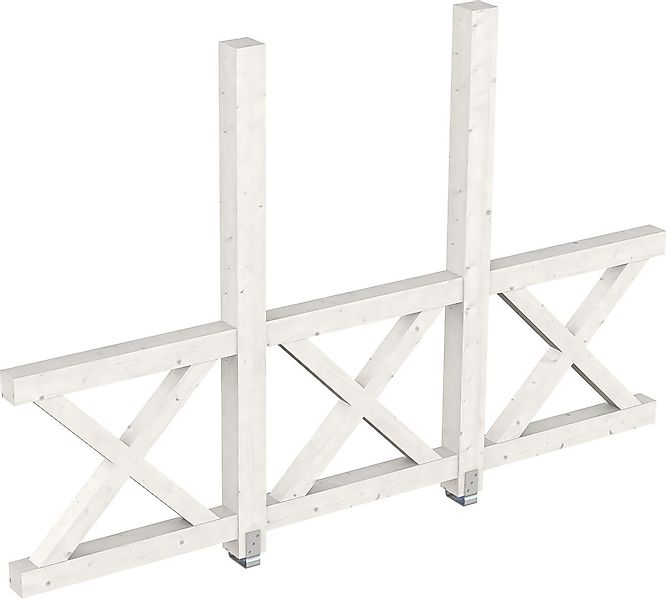 Skan Holz Seitenwand Andreaskreuz (FS) 305 x 210 cm Fichte Weiß günstig online kaufen